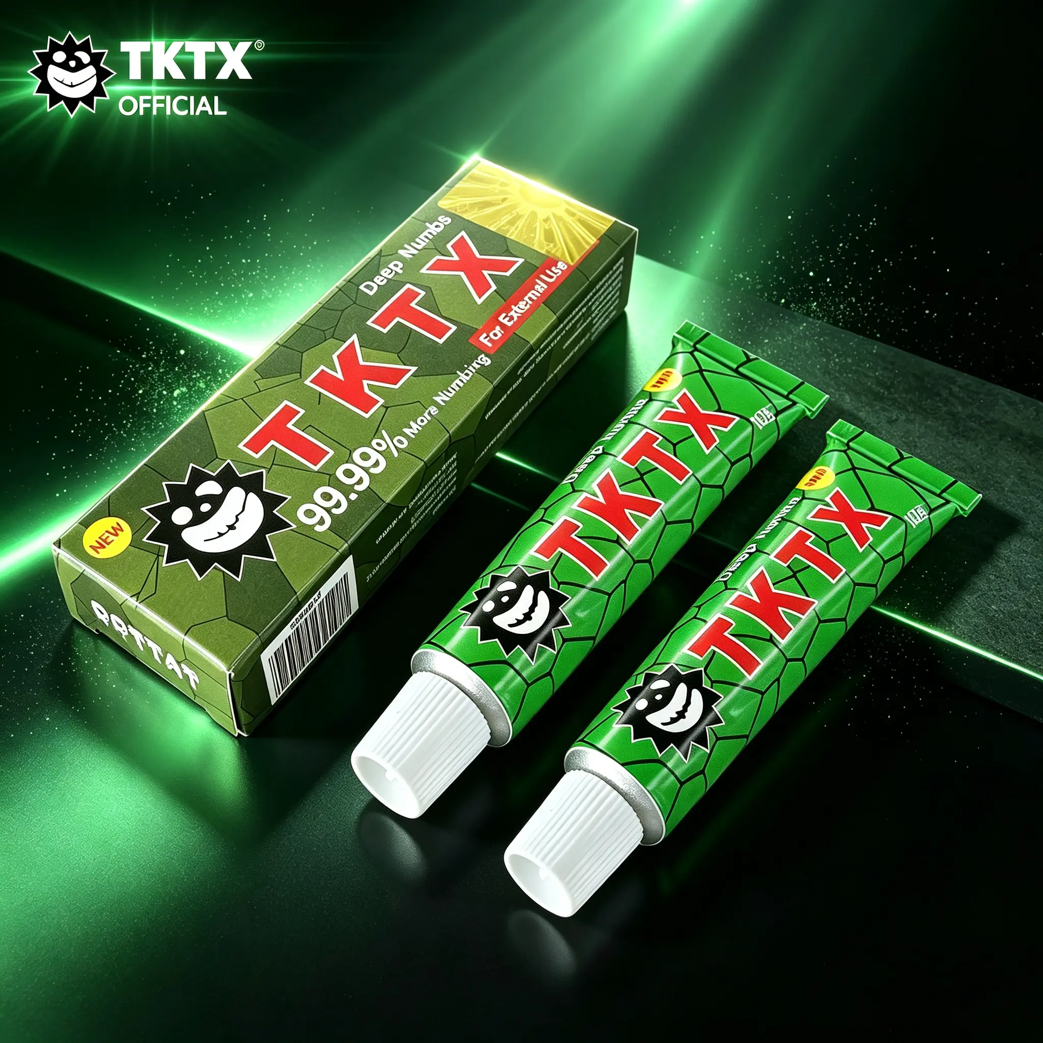 TK-TX Green Numbing Cream 100%, Deep Skin Numbing Topical Cream for Tattoo, Permanent Makeup, Microblading, Microneedling, Body Piercing, Laser Treatment & Waxing, Long Lasting Painless Procedure Cream.