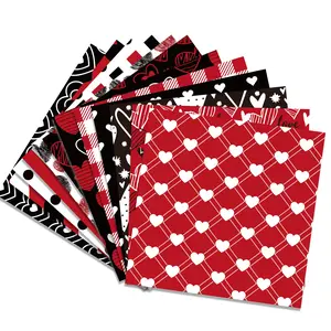 24 Sheets Valentine's Day Heart Love Pattern Double-Sided Gift Wrapping DIY Decorative Craft Paper Scrapbook Paper for Wedding Party Supplies
