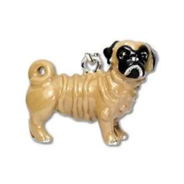Parisian Pet 'Pug' Key Chain for Dogs - Trendy, Durable Caramel with Black & Silver Key Ring, Perfect Pet Accessory for Pug Fans