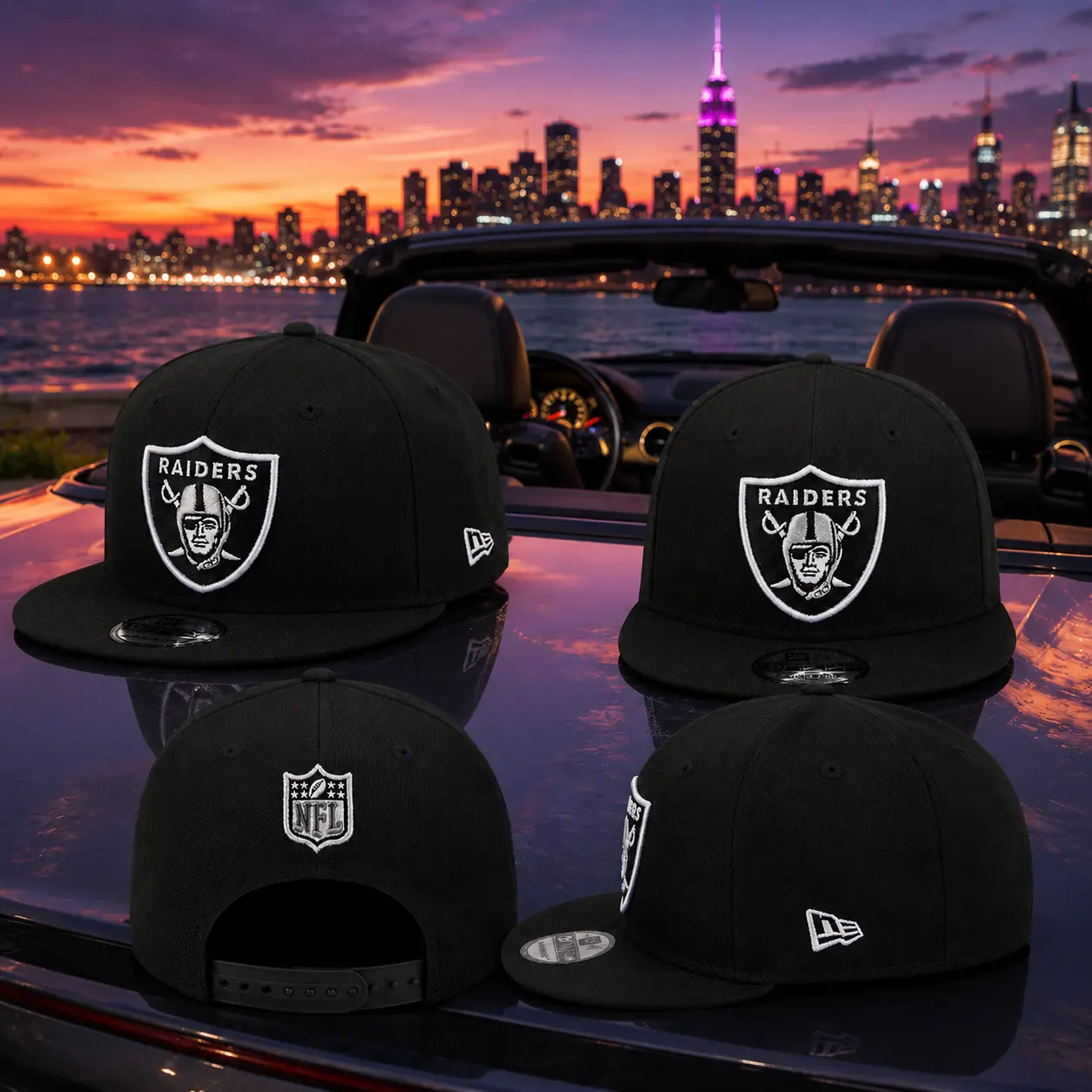 Las Vegas Raiders New Era 9FIFTY Snapback Hat – Official NFL Black Adjustable Flat Brim Cap | Premium Streetwear Football Hat
