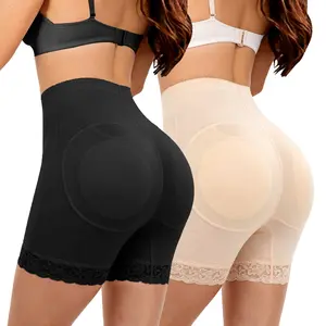 【Please Size UP!】Women's High Waist Lace Trim Padded Underwear Butt Lifter  Tummy Control Shapewear Panties Hip Pads Enhancer Shorts, Ladies Shapewear Bottoms for Daily Wear