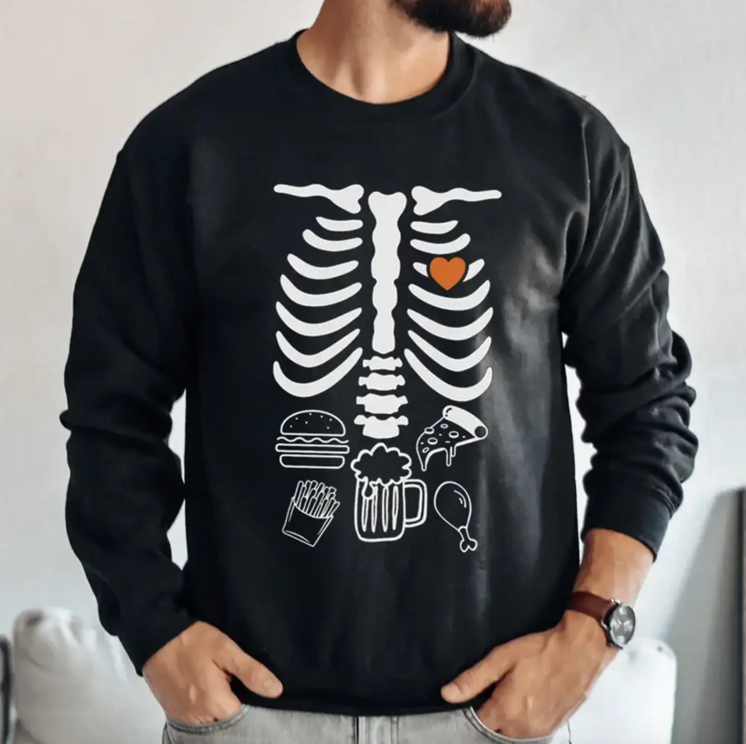 Skeleton Halloween Sweatshirt For Dad, Funny X-ray Dad, Pregnancy Announcement Shirt 2025, Daddy To Be Costume, Fall New Dad Sweater, Daddy to Be Gift