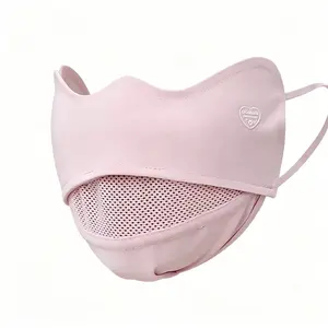 Women Ice Silk UV Protection Face Mask, Breathable Open Mouth Design, Close Fit Eye Coverage Sun Mask for Outdoor Use