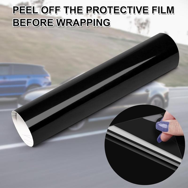 Gloss Vinyl Wrap 1ft x 5ft, Car Wrap Vinyl Roll Tool Kit with Bubble Free Air Release Technology, Automotive Blackout Film for Motos Cars Interior Exterior