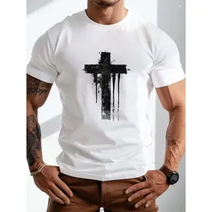 Plus Size Men's Cross Tee for Comfortable Moisture Control and Enhanced Mobility