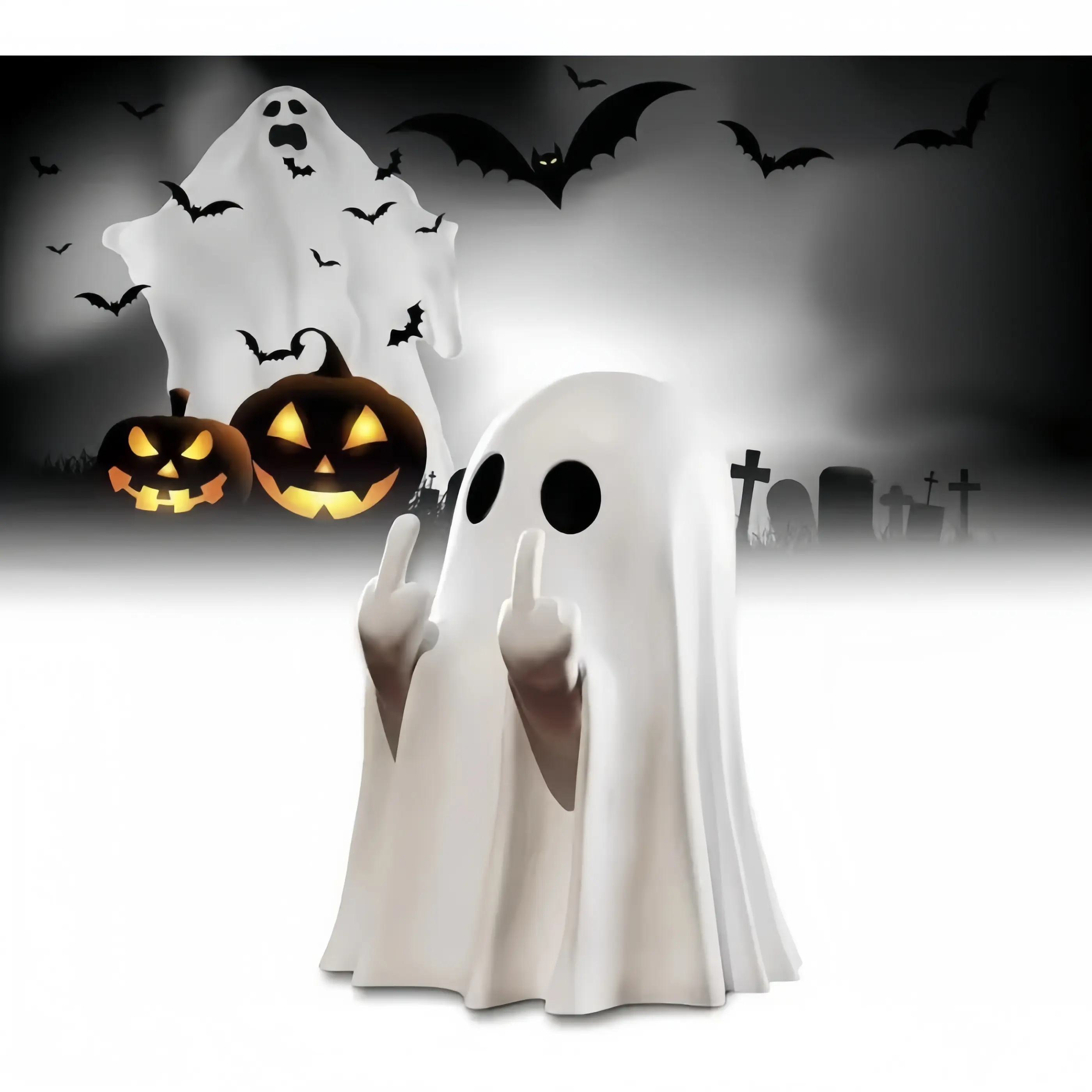 Lightweight Cheeky Ghost Resin Figurine & Miniature - Durable Host Design Ornament, Halloween Indoor/Porch Decor, Ideal Gift for Sensory Fish Tube Enthusiasts, Decorative Sculptures