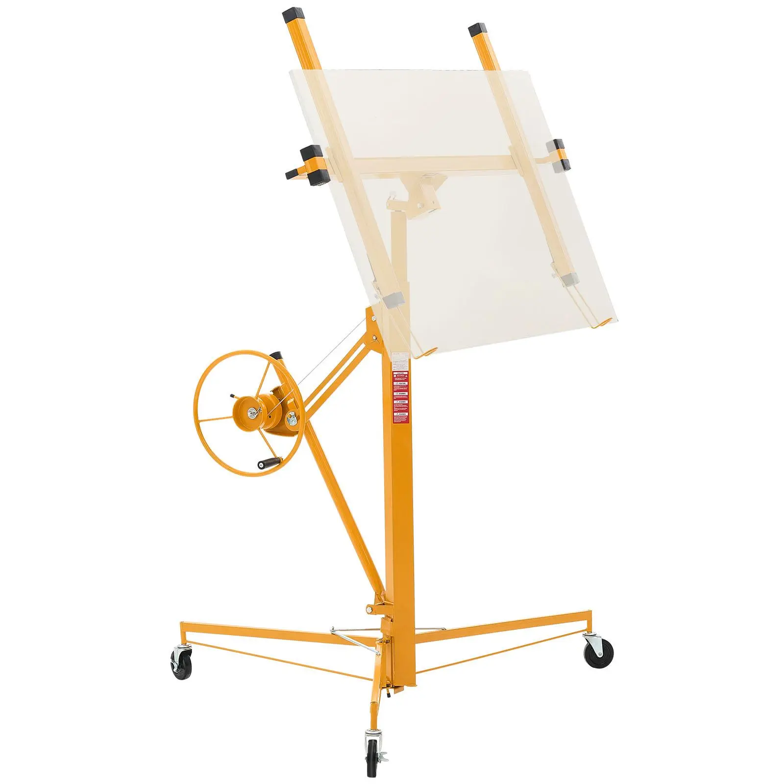 【SummerFinds】VEVOR 11ft Carbon Steel Drywall Lift Winch Floor Jack, Heavy-Duty 150 lbs Sheetrock Hoist with 4.09–9.58ft Telescopic Arm, 60° Tilting, Lockable Wheels, Ideal for Ceiling & Wall Installation (Yellow), 4.09–9.58 Feet Length