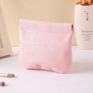 Viral Auto-Open Pink PU Mini Pouch - No Zipper Makeup & Coin Purse