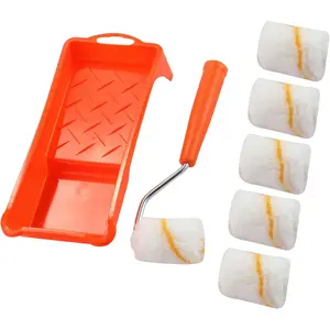 2 Inch Small Fine Finish Paint Roller Kit with Tray - Mini Roller Frame, Microfiber Roller Covers, Mini Acrylic Fiber Trim Brush for House Decoration Painting