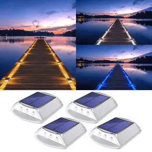 IP68 Waterproof LED Solar Light, Durable Outdoor Design, Garden Pathway Decking Lamp, Rechargeable, Warm Blue Options