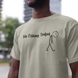 Sad Stick Man “No Fishing Today” T-Shirt, Funny Minimalist Humor Tee, Great Christmas Gift for Men, Fisherman Gift Idea, Fun Fishing Shirt for Holiday or Everyday Wear