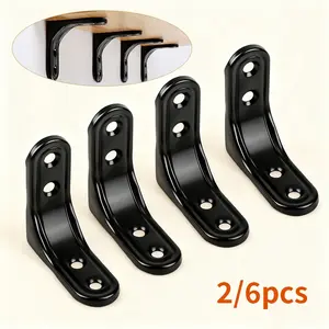 2/6pcs L bracket, black corner code 2 inches, suitable for shelves, cabinets, tables and chairs, hardware accessories, furniture fasteners