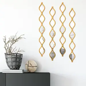 12pcs Golden Teardrop Decor Mirror Set DIY, Made Of Acrylic Material | Art Wall-Mounted Mirror For Living Room Bathroom Entryway | Home Creative Gift