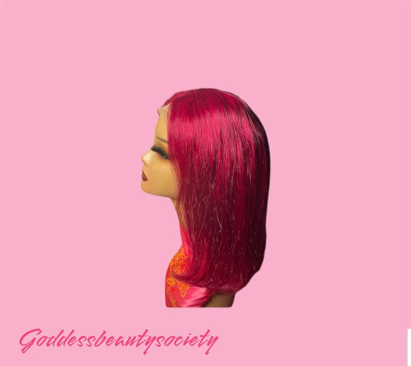 Transparent Fusion Red 4x4 Lace Wig 100% Made of Unprocessed Raw Human Hair, with 180% Density and Medium Size Cap extensions