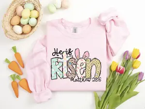 Easter Sweatshirt - He Is Risen Sweatshirt - Jesus Easter Sweatshirt - Easter Sweatshirt For Women - Cute Easter Outfit - Church Easter Sweatshirt - LORA ATCHER