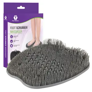 Shower Foot Scrubber and Massager - Foot Scrubber in Shower - Suction Foot Scrubber - Cleaner and Massager Mat - Improves Circulation - Easy to Store - Gray