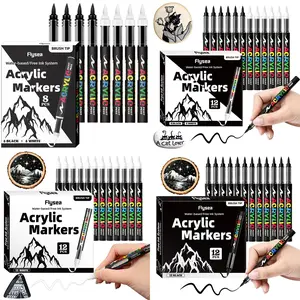 Automatic Ink Control Acrylic Paint Markers, Art Supplies for Students, School Studio Use, Ideal for Rock Painting, Canvas, Fabric, Wood, DIY Projects, Acrylic Marker Pen
