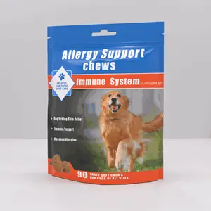 Pets Dog Allergy Chews with Organic Mushrooms, Postbiotics & Colostrum - Allergy Relief & Itching Skin Relief – Immune & Gut Support – Promotes Skin Health – 90 Soft Chews