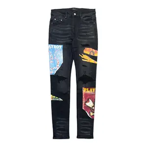 Amiri Playboy Magazine Printed Logo Jeans Aged Black Multi