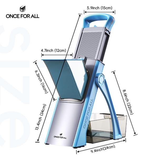 【ONCE FOR ALL】 Multi-functional Vegetable Slicer with 4 Modes Shredding Matchstick Slicing Dicing Adjustable Thickness 0.1-8mm Stainless Steel Blades Safe Healthy Kitchen Tool Dicer Shredder Modern Cut，Spring picnic / Gifts / Portable