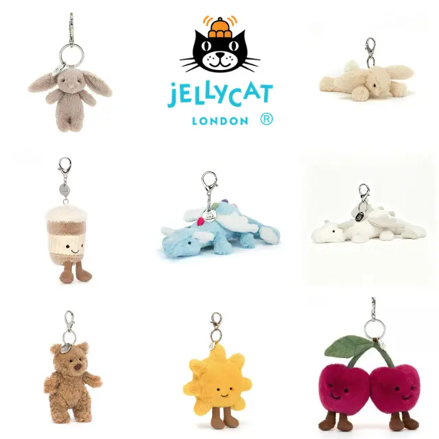 2026 JELLYCAT Keychains Kawaii Jellycat Plush Keychain, Cute Soft Animal Bag Charm, Trendy Backpack & Purse Accessory, Aesthetic Gift for Girls, Back to School Birthday Christmas