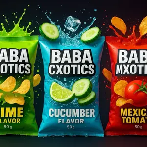 Baba Chip Bundle of 3 - Lime, Cucumber, and Mexican Tomato Flavors 50g Each