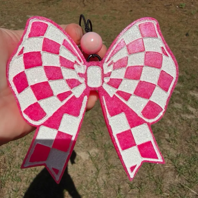 Checker Bow Vehicle Car Freshie, Automotive Exterior Accessory