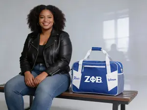 Zeta Phi Beta Suitcase-Mount Transit Duffel Bag, Stylish Royal Blue Weekender Bag with Finer Woman and 1920 Embroidery, So sweet soror gift