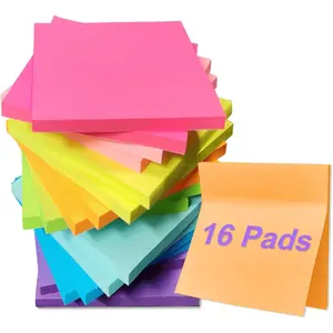 16 Pads Sticky Notes 3x3 Inches, Bright Colors Self-Stick Pads, Sticky Note Pads, Easy to Stick for , Office, Notebook
