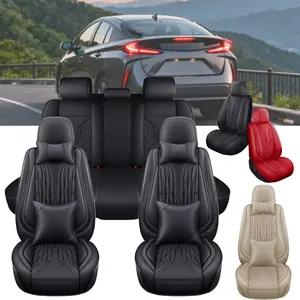 For Toyota Prius 2003- 2022 2023 2024 2025 Thicken Car 5 Seat Cover Luxurious Leather, 3D Printing Technology Designed, Water Resistant Breathable Seat Covers Protector Cushion Pad Mat Full Set Waterproof All Season, with/without Pillows Lumbar Support
