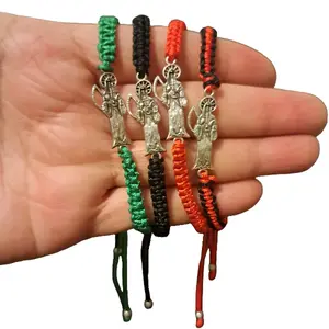 Santa Muerte Unisex Bracelet for Men and Women - Handmade with Stones and Charms, Adjustable Fit, Versatile Accessory