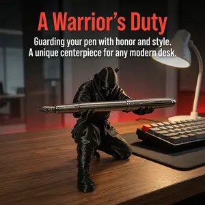 Ninja Samurai Pen Holder, Black Warrior Pen Stand, Creative Desktop Pen Storage Bracket, Desk Organizer for Office Home Decor, Unique Gift Idea