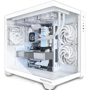 MUSETEX Y6 White ATX PC Case with 3 Pre-Installed Non-LED Fans