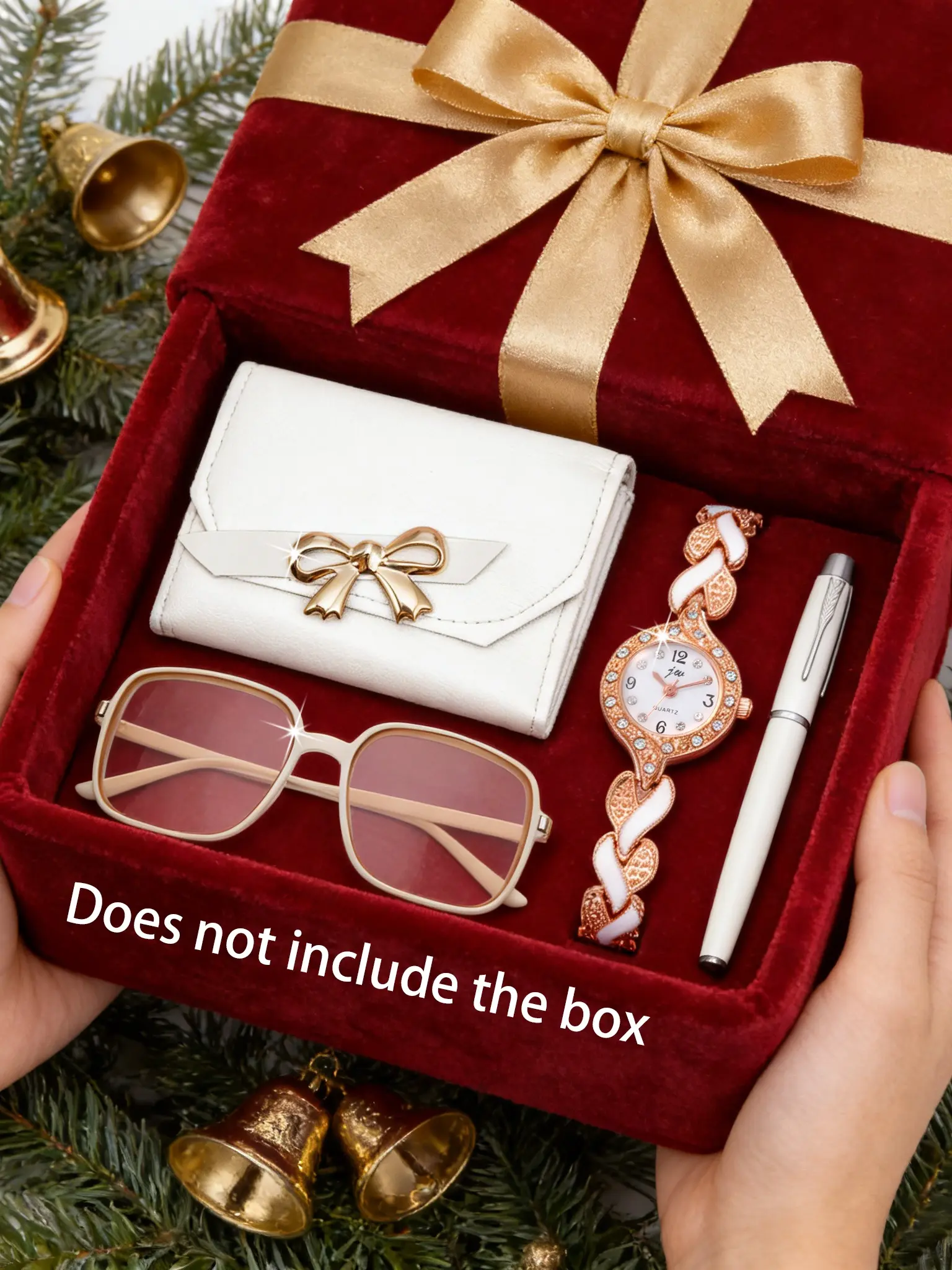 Women's Elegant Casual Watch Set 4pcs, Luxury Fashion Style with Wallet Glasses Pen, Perfect Gift for Holidays Christmas Thanksgiving, Gift Pack, Gift Kit