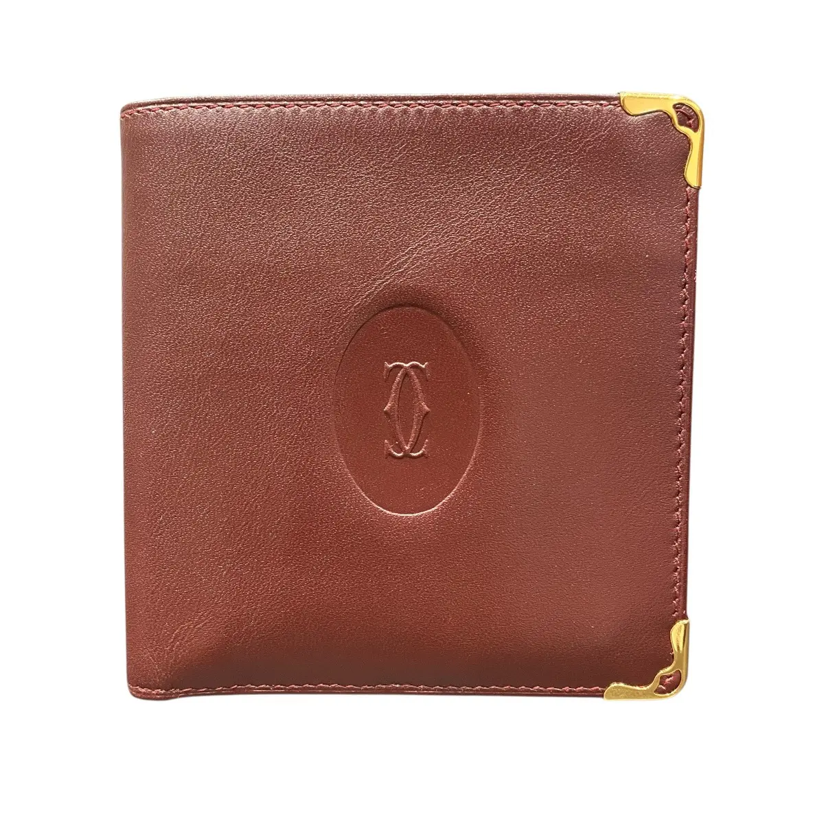 Pre-owned Cartier Calfskin Small Leather Goods Must de Calf Leather Bifold Wallet