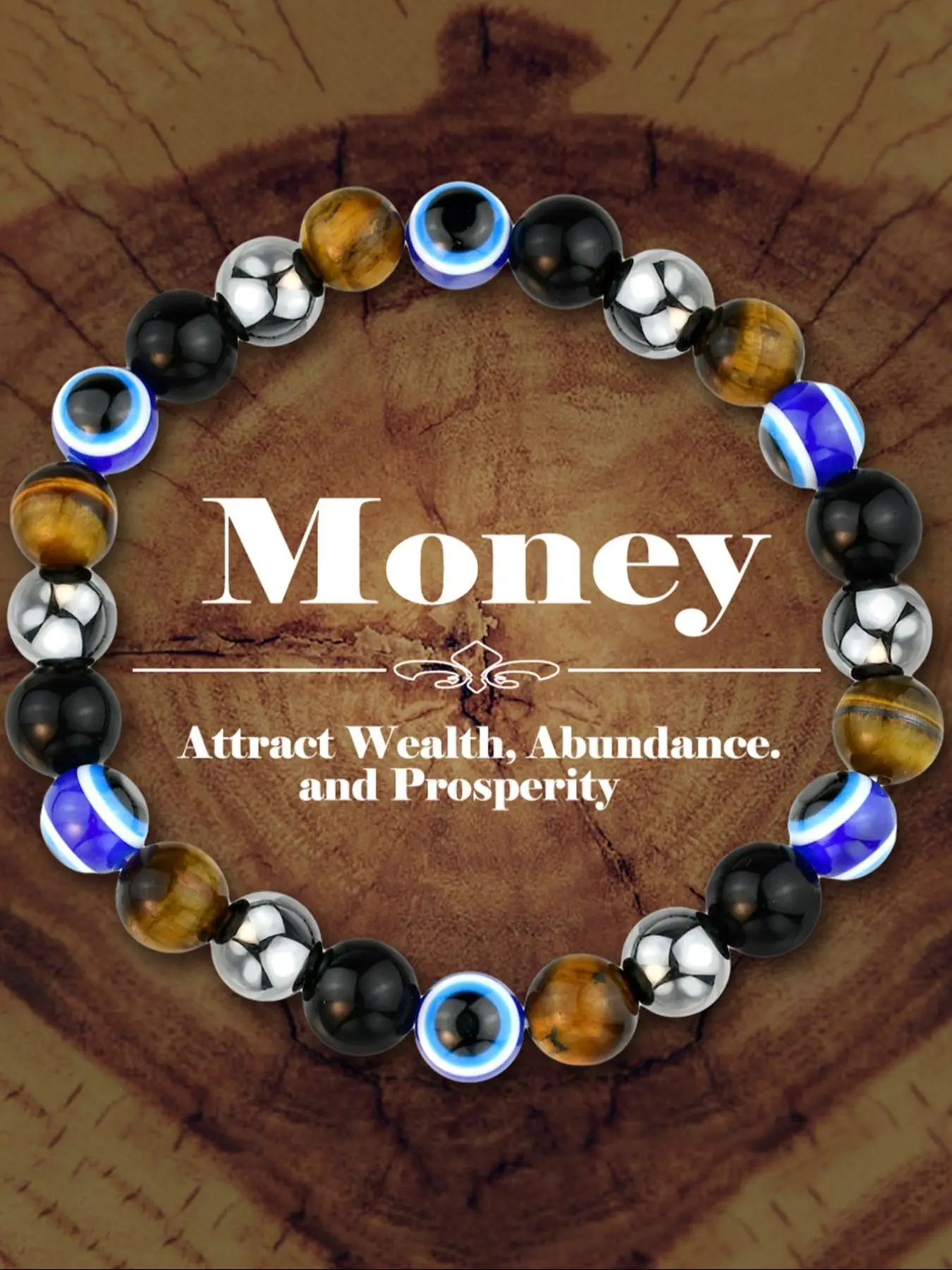 Unisex Elegant Evil Eye Design Beaded Bracelet, Fashionable Natural Crystal Beaded Bracelet for Women & Men, Trendy All-match & Exquisite Jewelry for