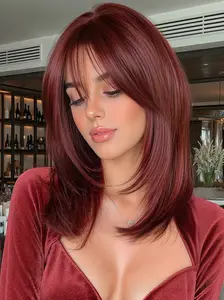 26 Inch Ginger Wavy Synthetic Wig, Heat Resistant Fiber, 180% Density Elastic Cap Design, Perfect for Any Occasion, Synthetic Material Wigs