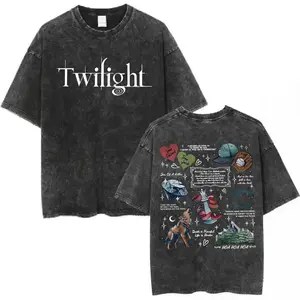 Washed Vintage Movie Twilight Vampire Wolf Romance T Shirt Edward Cullen Men Women Clothing Harajuku High Quality Cotton T-shirt