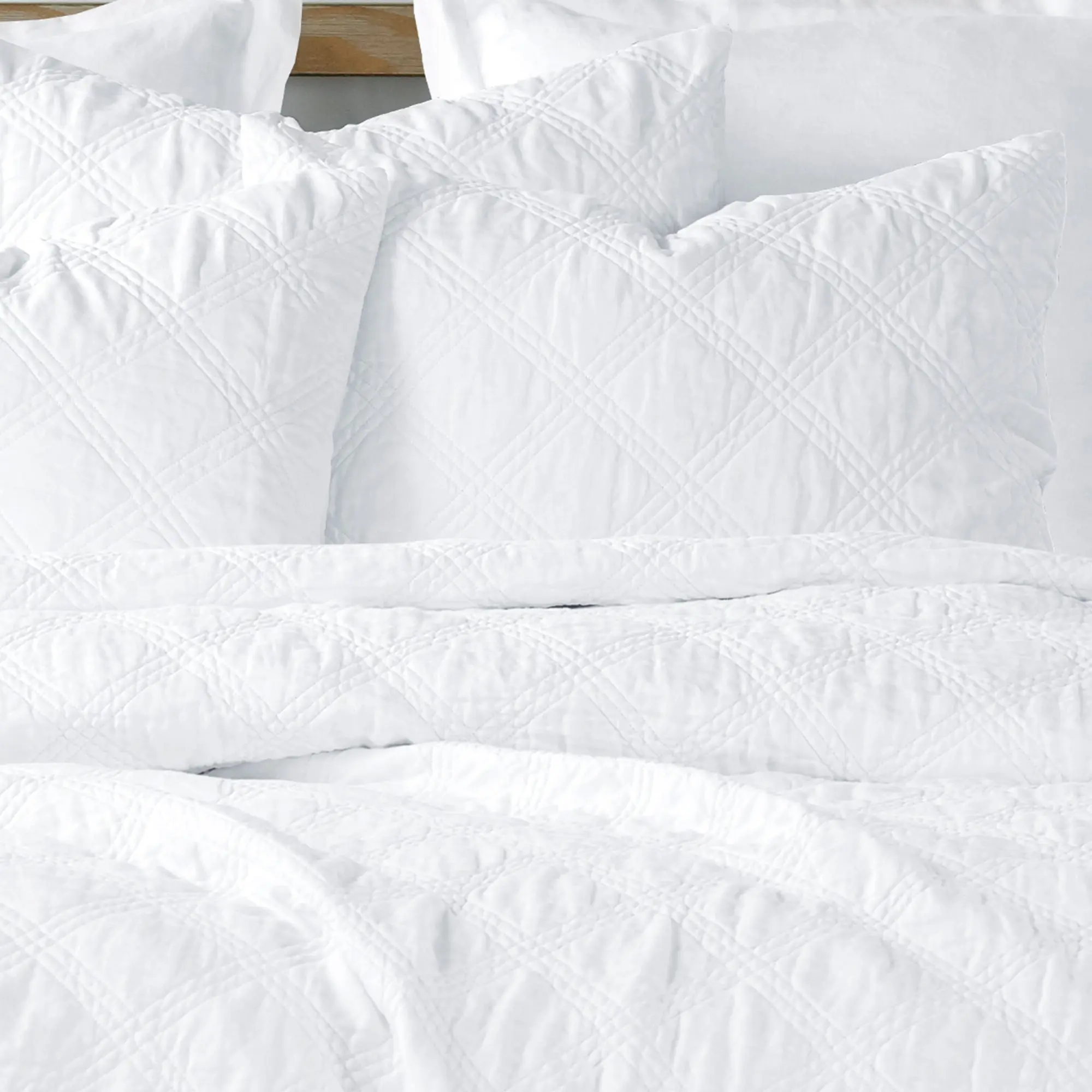 French Flax Washed Linen Quilted Sham