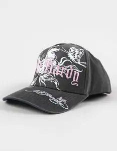 ED HARDY Butterflies Womens Snapback Hat, Washed Black