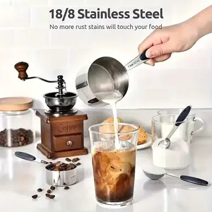 Colorful 8pcs Stainless Steel Measuring Cups, Stackable Design, Perfect for Dry & Liquid Ingredients, Essential Kitchen Tool