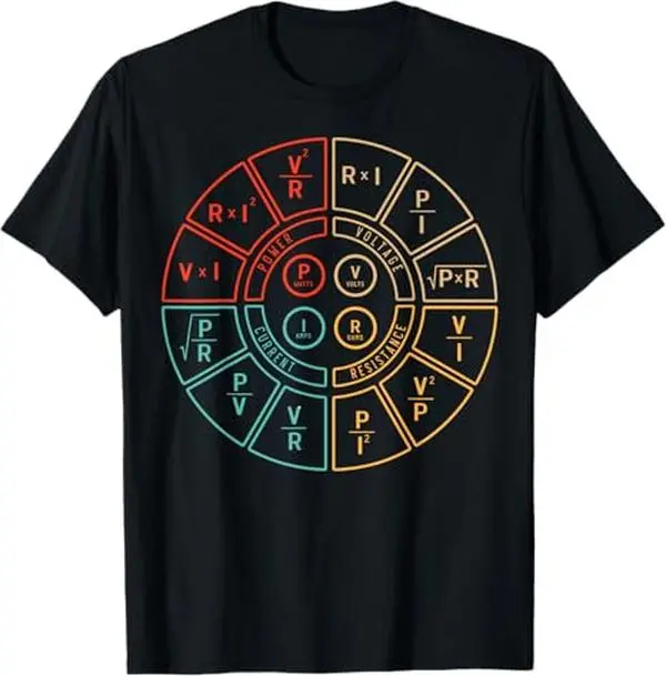 Ohms Law Diagram For Electrical Engineer T-Shirt Top Black