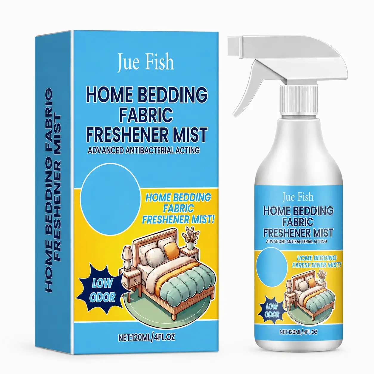 Jue-Fish Eucalyptus Oil Fabric Freshener Spray - Aroma, Repellent, Fresh and Clean Scent, Long-Lasting Home Bedding Care for Household Dormitory Use, Scented