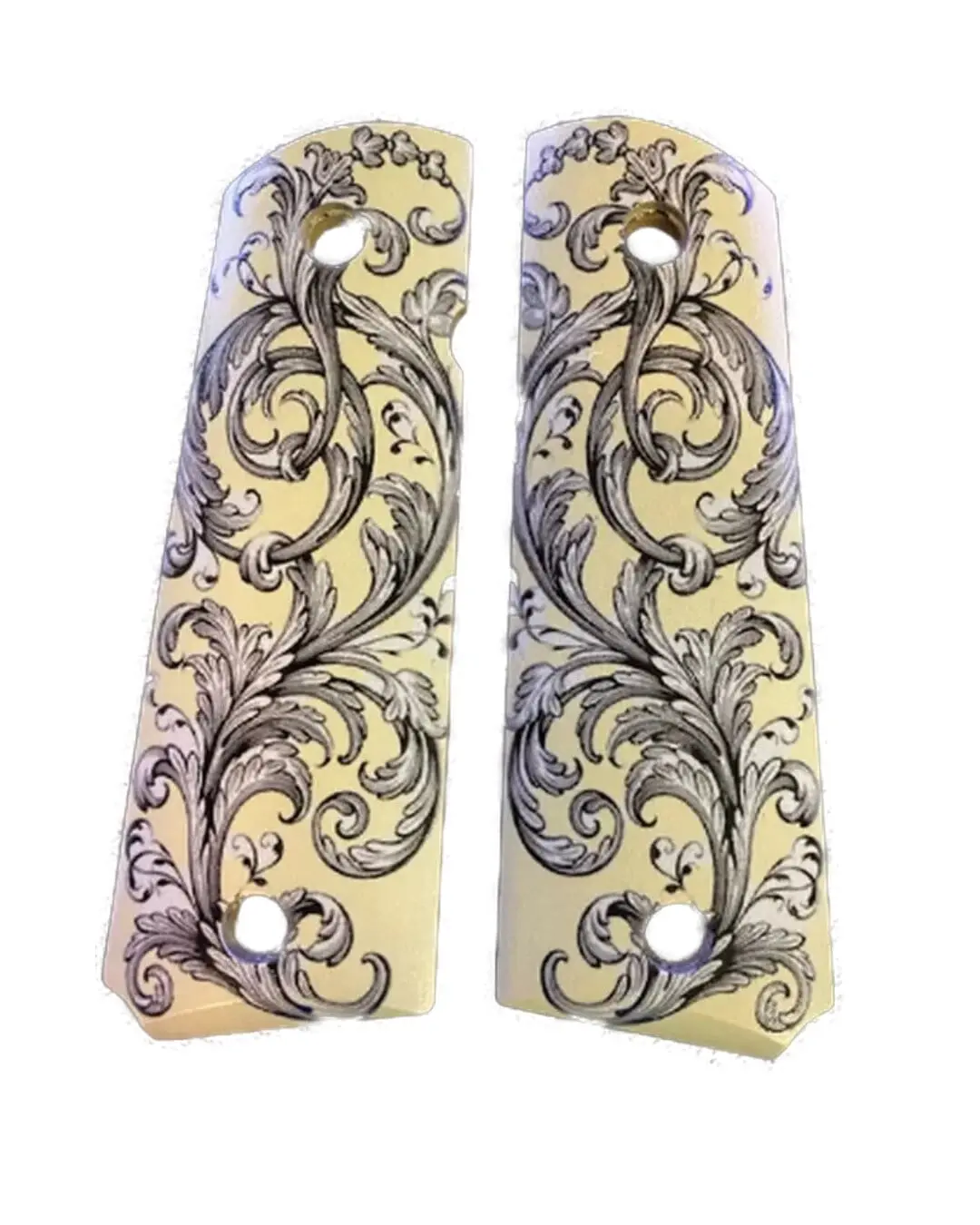 Premium 1911 Full Size Replacement Panels | UV Scroll Pattern HD Print | Fits Colt, Springfield, Taurus, Kimber, S&W, Rock Island, Sig, Remington | Ambi Safety Cut