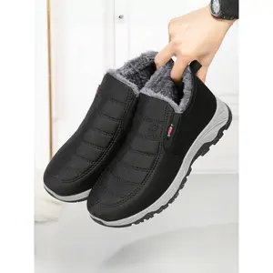 Men's Casual Snow Boots, Lightweight Fleece Lined Warm Waterproof Shoes, Non-Slip Sole Low Top Easy to Clean for Winter Outdoor Activities