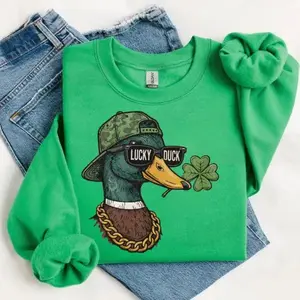 Lucky Duck, Saint Patrick Duck Hunting Sweatshirt or Tshirt, St Patricks Hunter Shirt