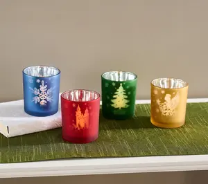 Set of 4 Illuminated Votives with Scene by Valerie
