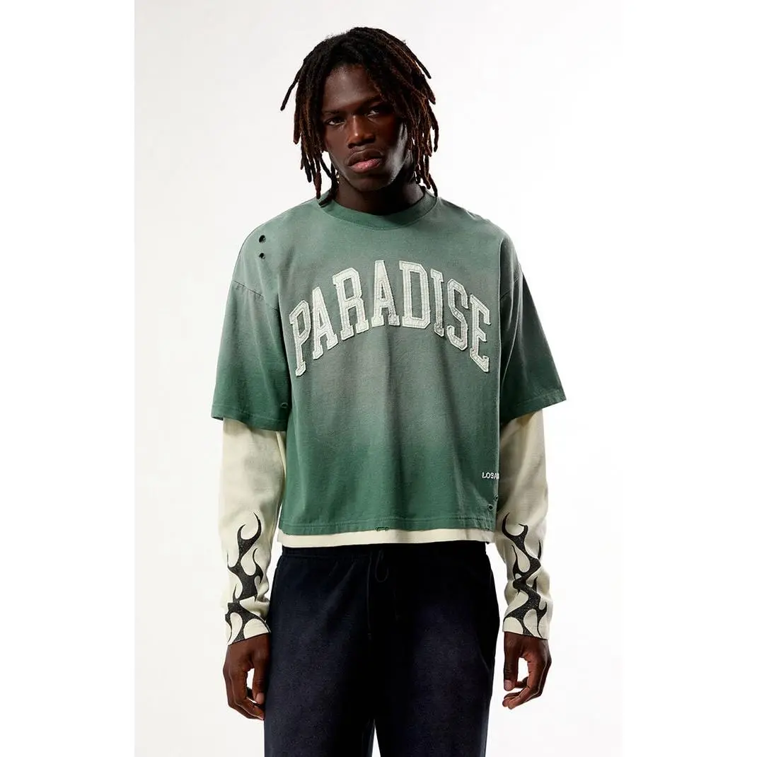 Pacsun Men's Paradise 2fer Long Sleeve Layered T-Shirt