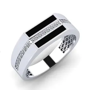 1park Simple High-End Men's Ring S925 Sterling Silver Black Rectangle GRA Lab Moissanite D-VVS Multiple Lab Diamonds Luxury