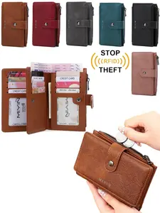 Women's Soft PU Short Credit Card Wallet, Fashion Lock Closure, Foldable Design, Card Slots, lD Window, Multi-Functional, Casual Style, Daily Use, Christmas Gift, Valentine's Day Gift, Ideal Gift